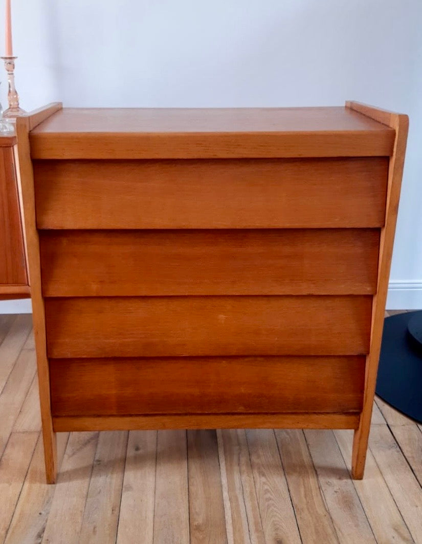 Commode scandinave en bois, 4 tiroirs, 1960