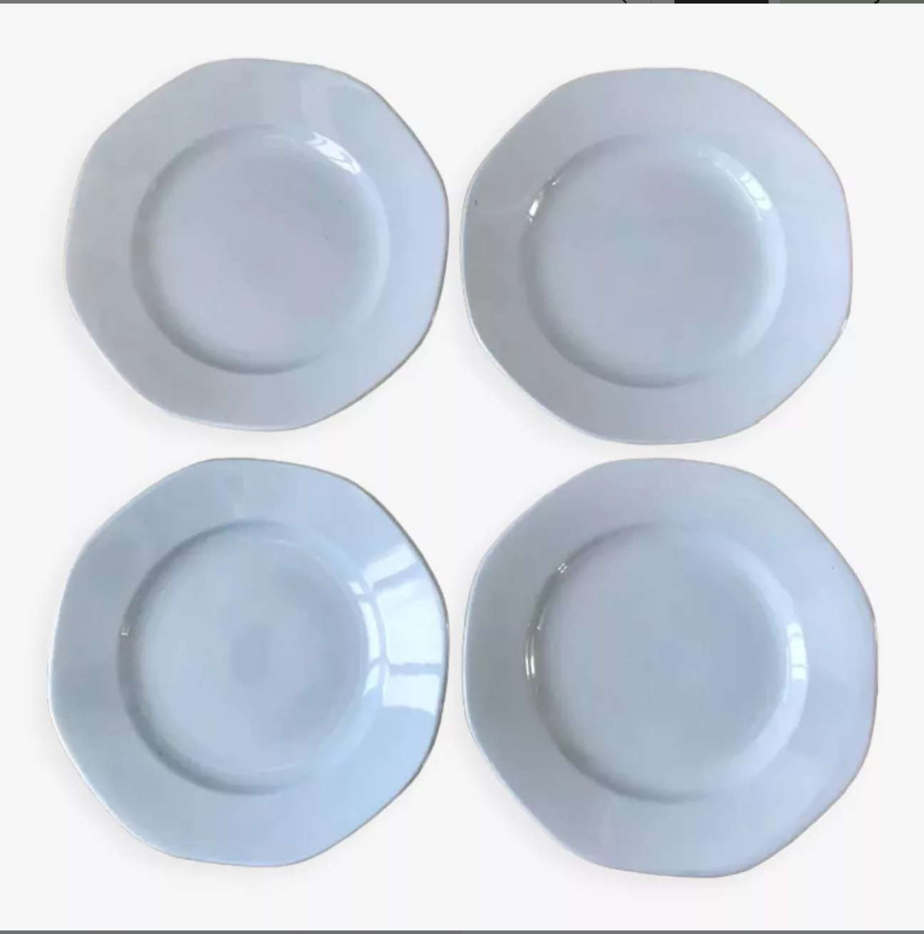 Set of 4 flat plates digoin sarreguemines sky blue years 50-60