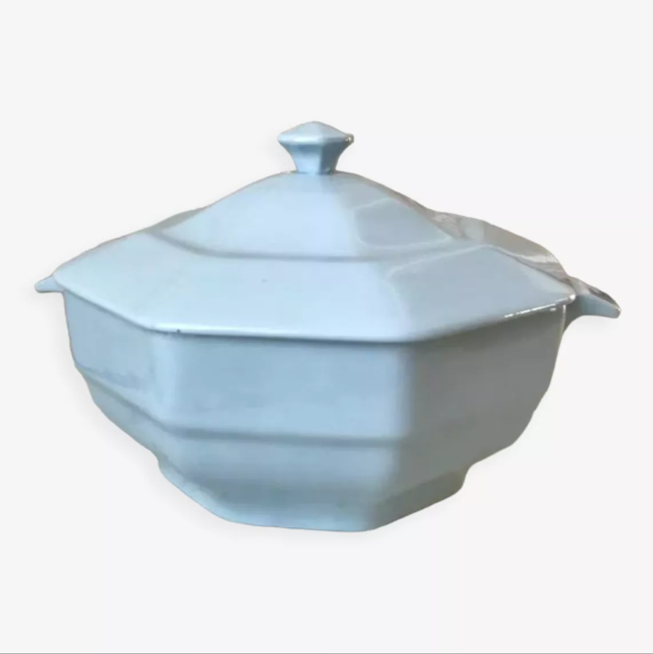 Tureen Digoin Sarreguemines sky blue pastel years 50-60