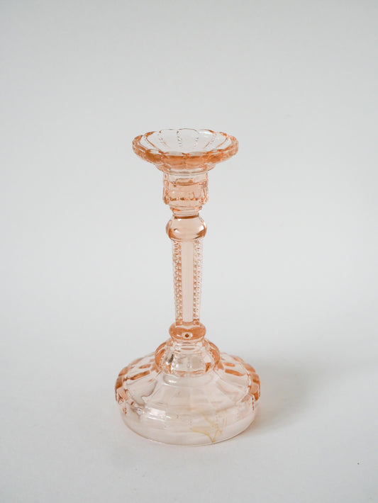 Grand bougeoir en verre moulé, Rose, 1950