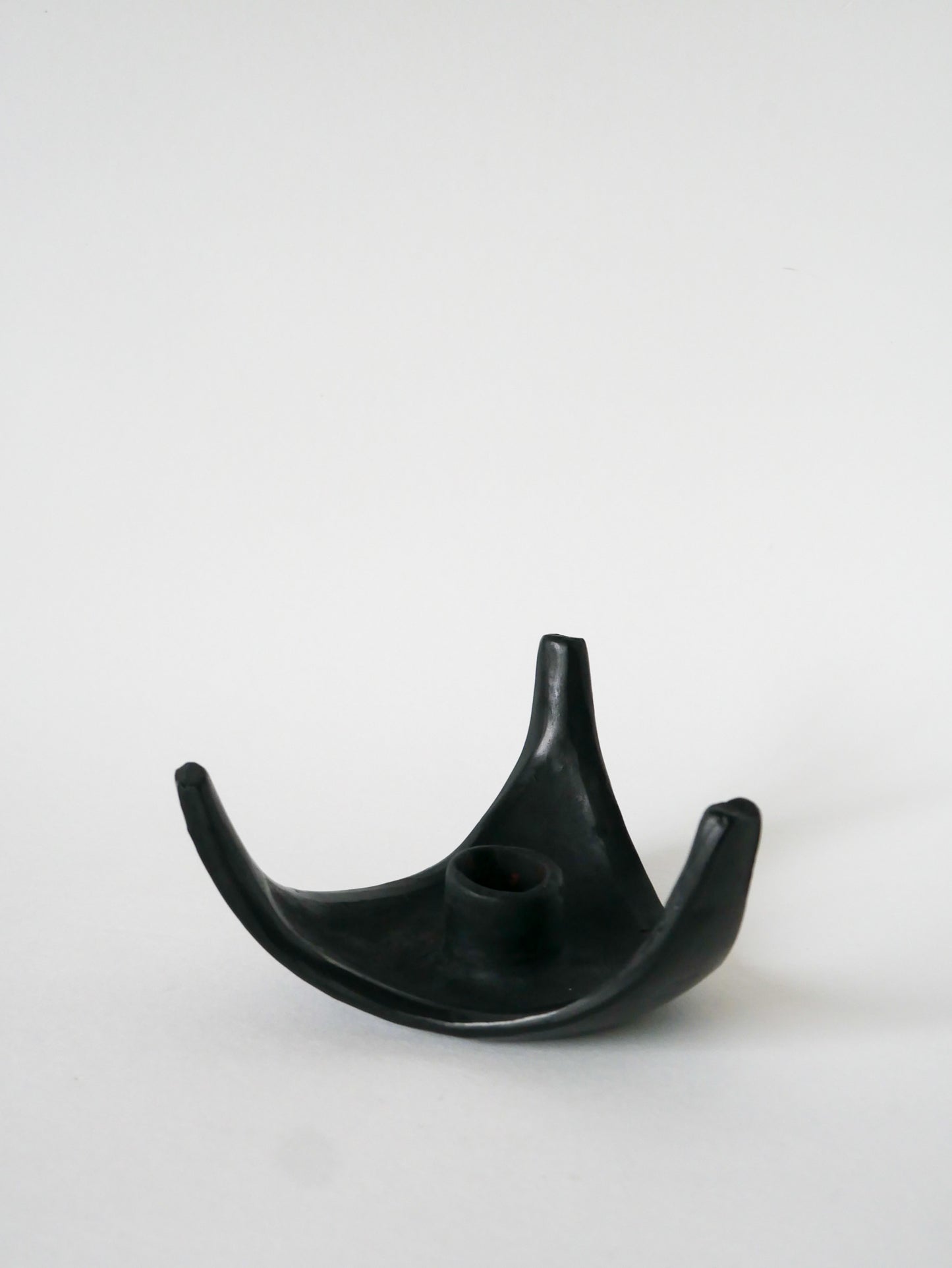 Bougeoir en poterie, Noir, Made in Mexico, 1970