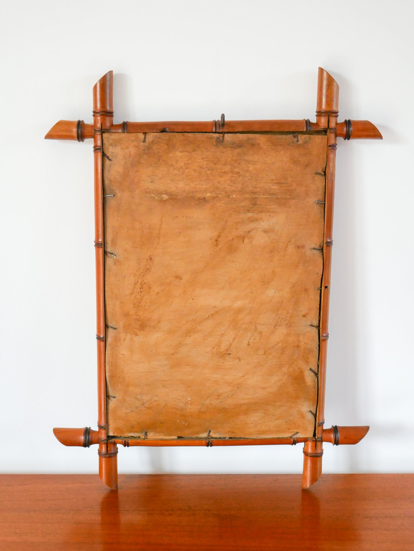 Miroir de barbier en bois effet bambou 55 x 41 cm