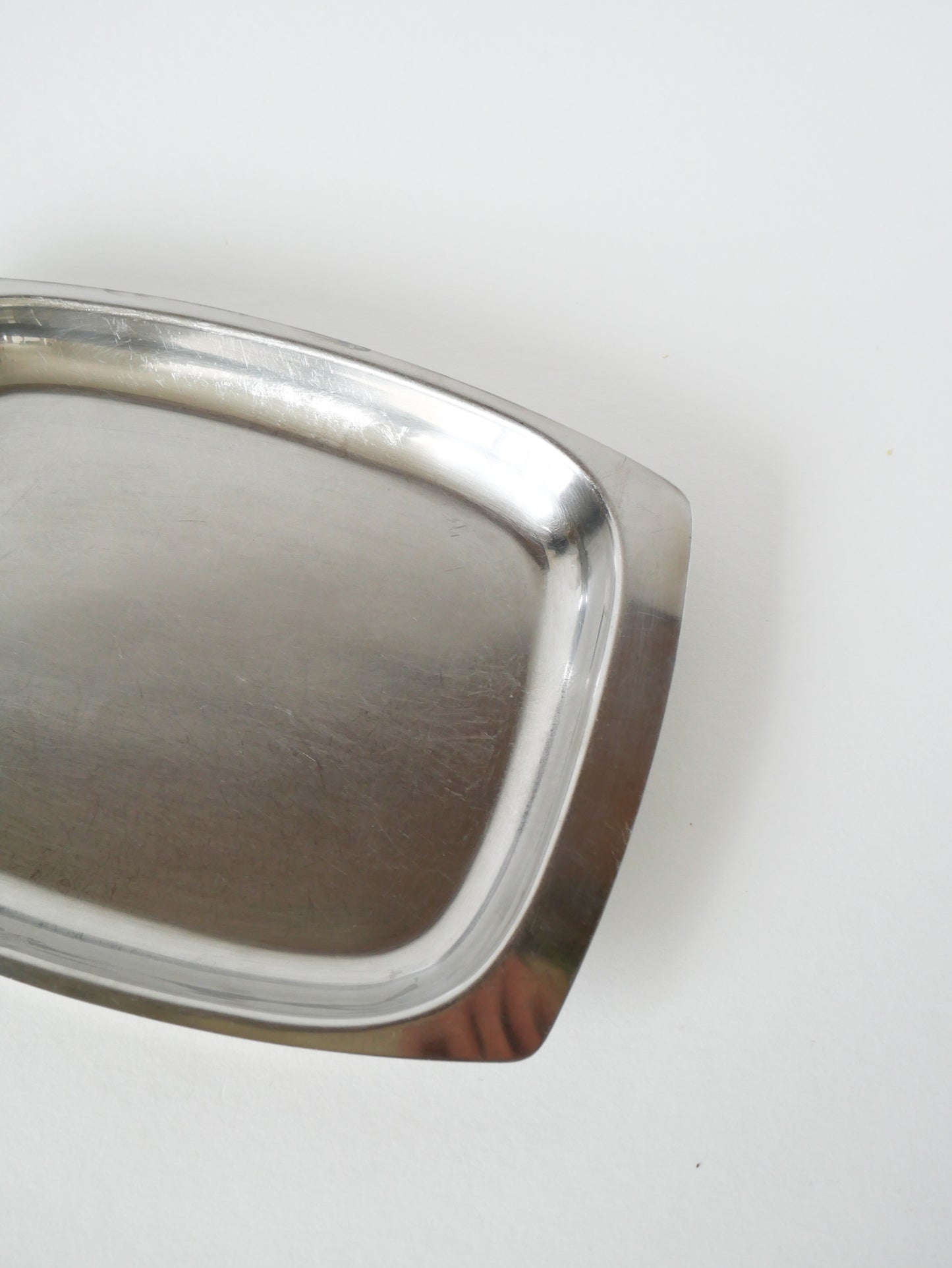 Plateau rectangulaire en inox vintage, 1970