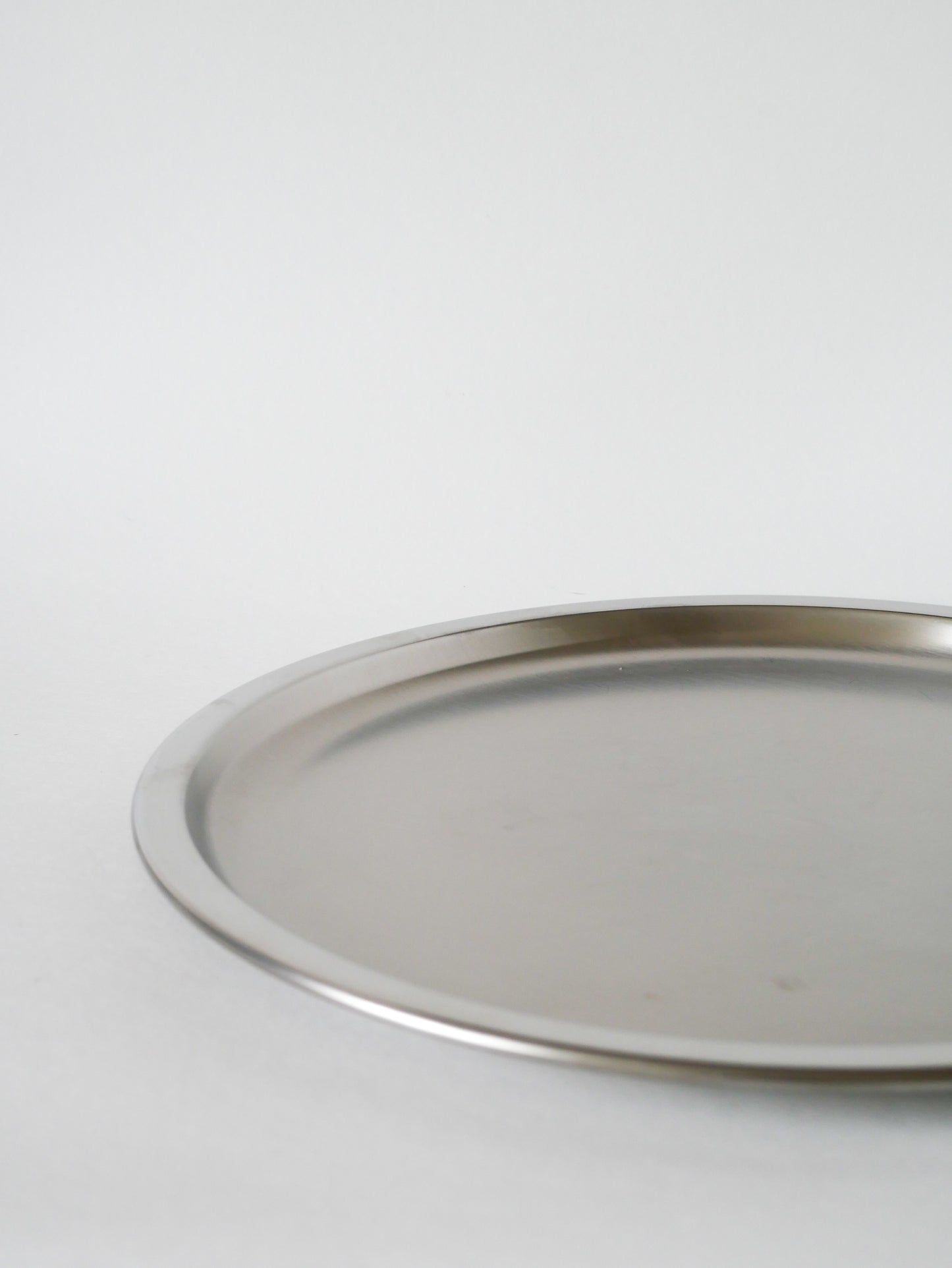 Plateau rond en inox vintage, 1970