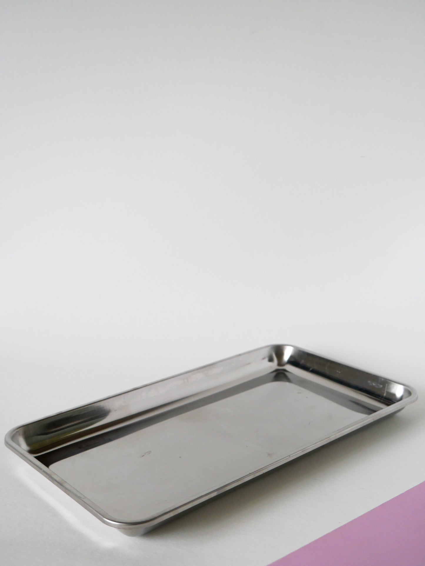 Plateau rectangulaire en inox vintage, 1970, 31 X 17.5 cm