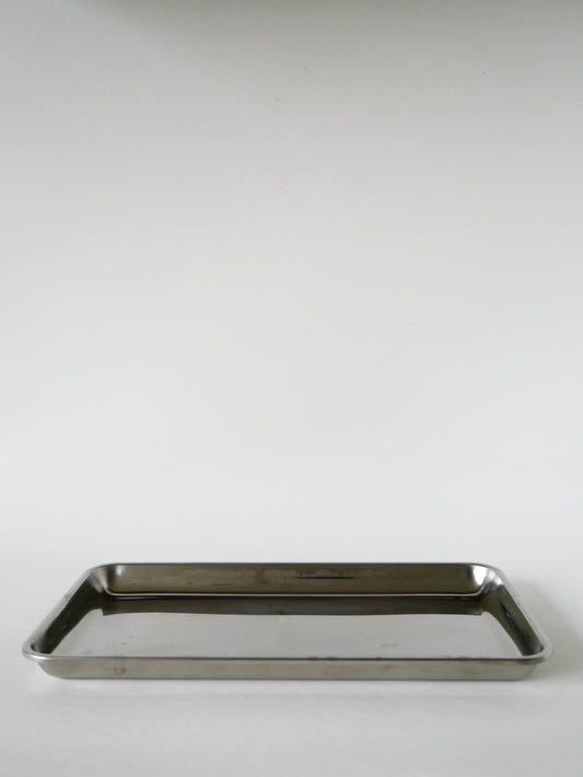 Plateau rectangulaire en inox vintage, 1970, 31 X 17.5 cm