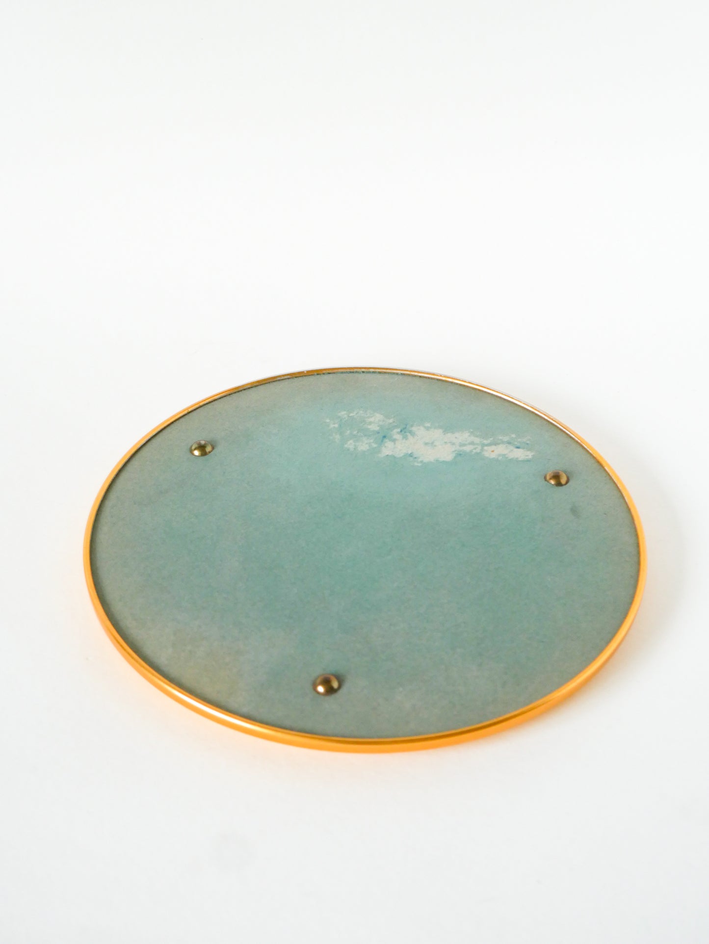 Petit plateau miroir rond, Doré, 1960