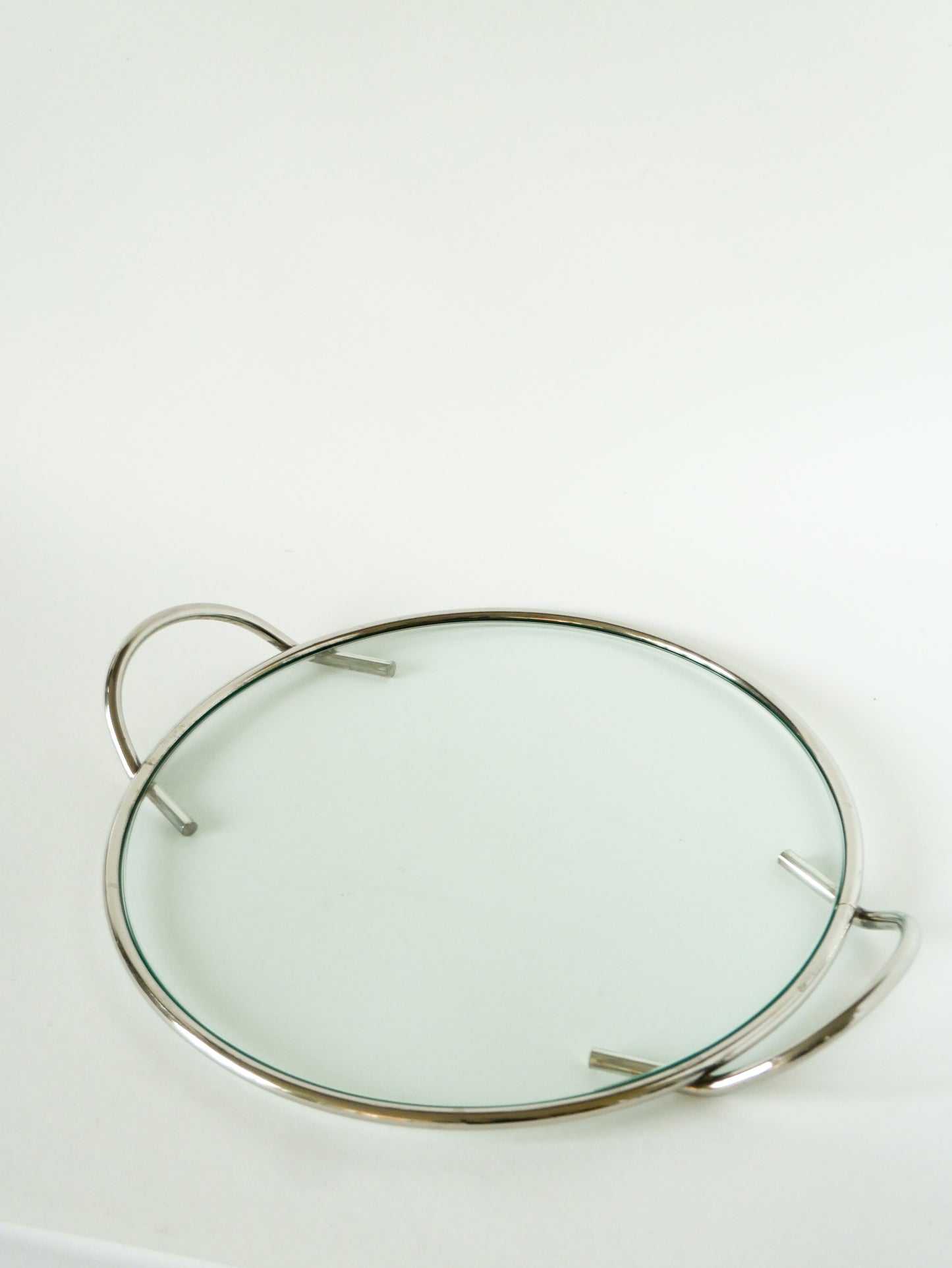 Grand plateau en verre et chrome, Design, 1960