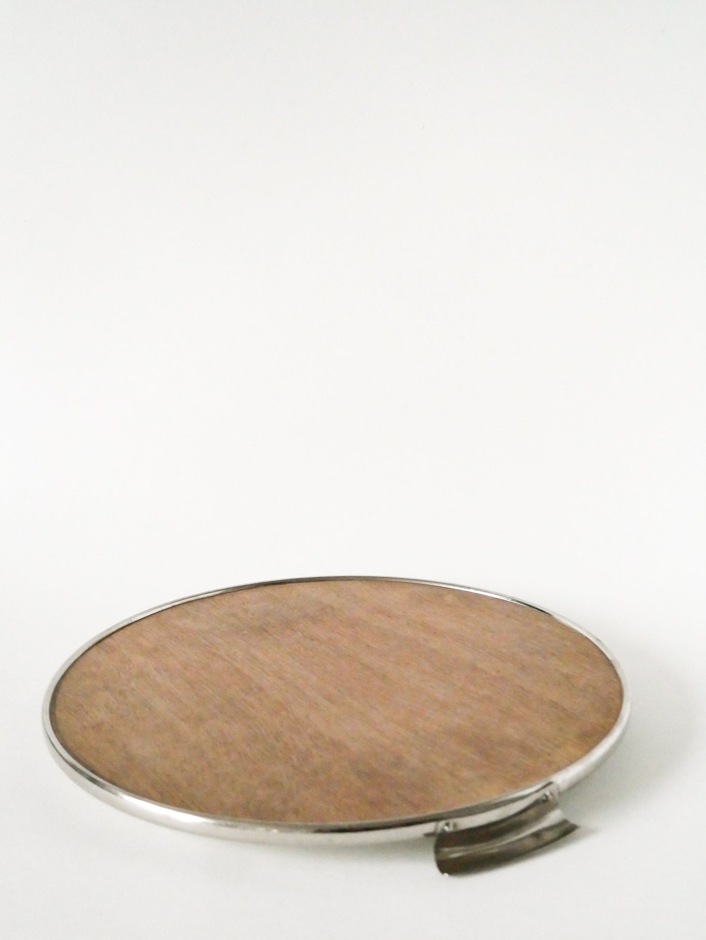 Plateau miroir avec poignées en métal chromé, Design, 1960