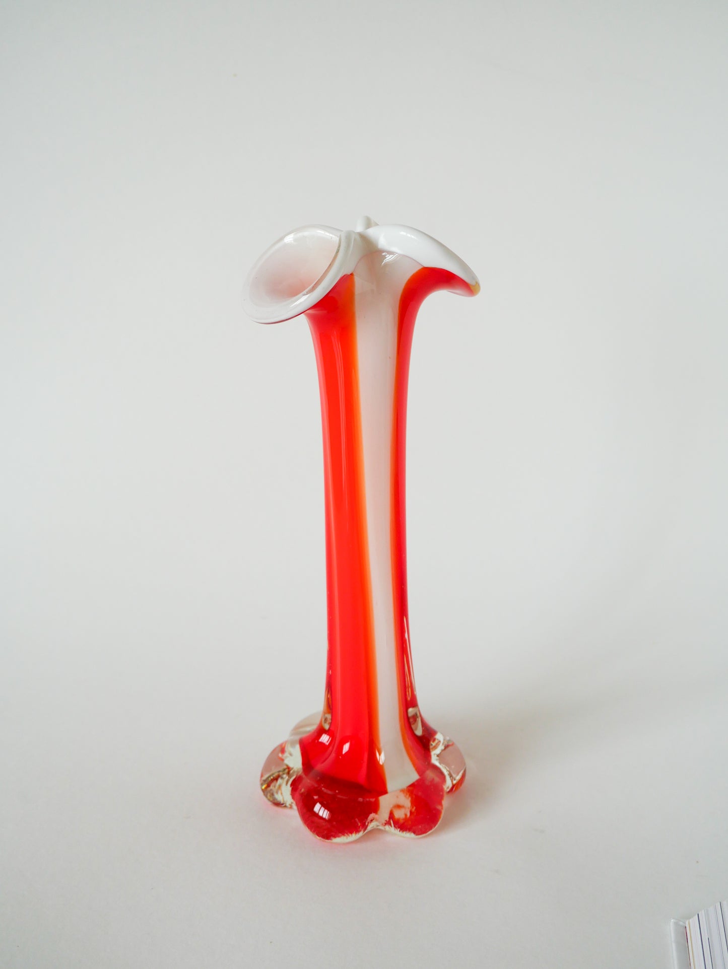 Vase en pâte de verre orange et opaline, 1970