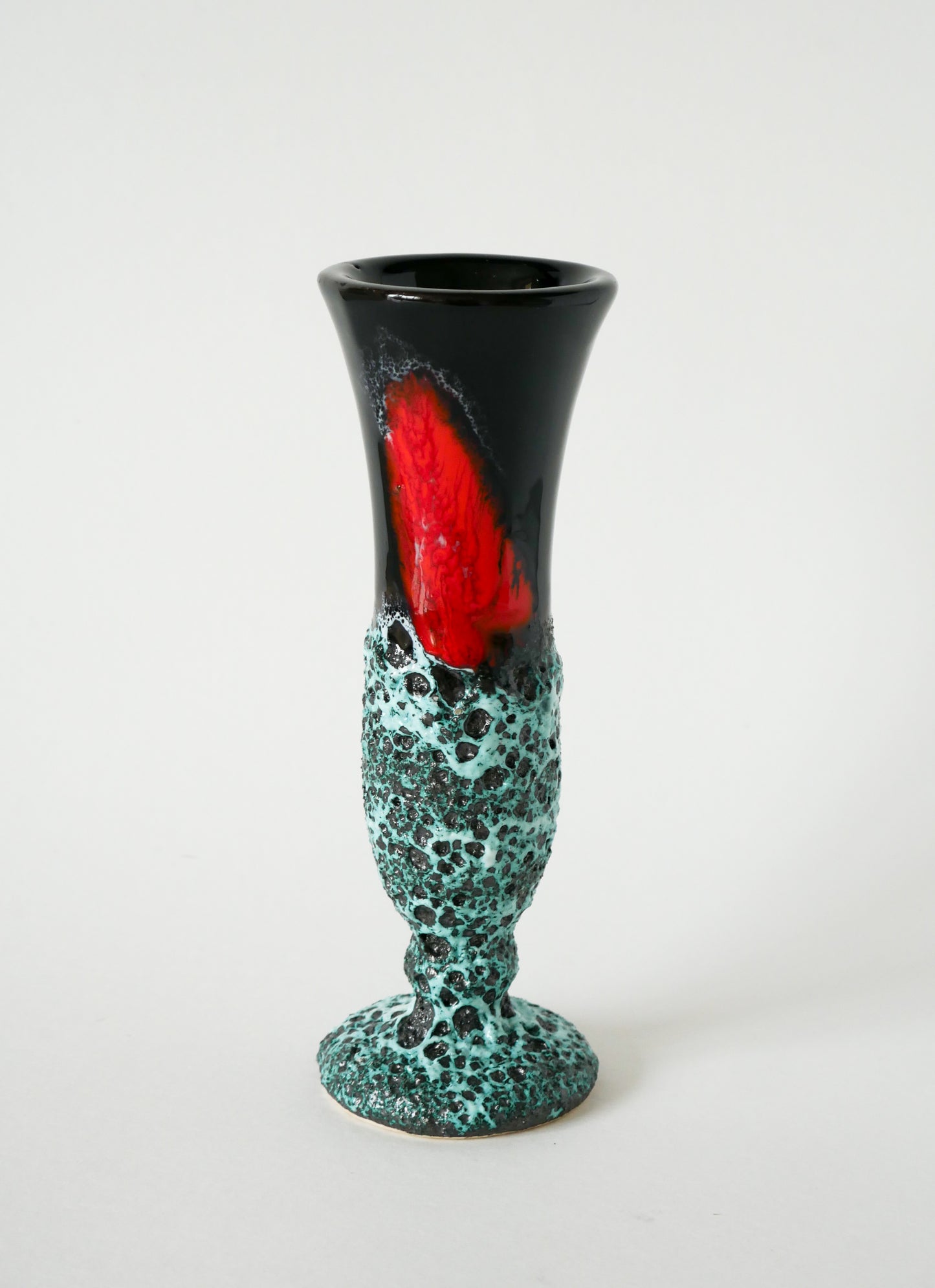 Vase en Fat Lava bleu, noir et rouge, 1970