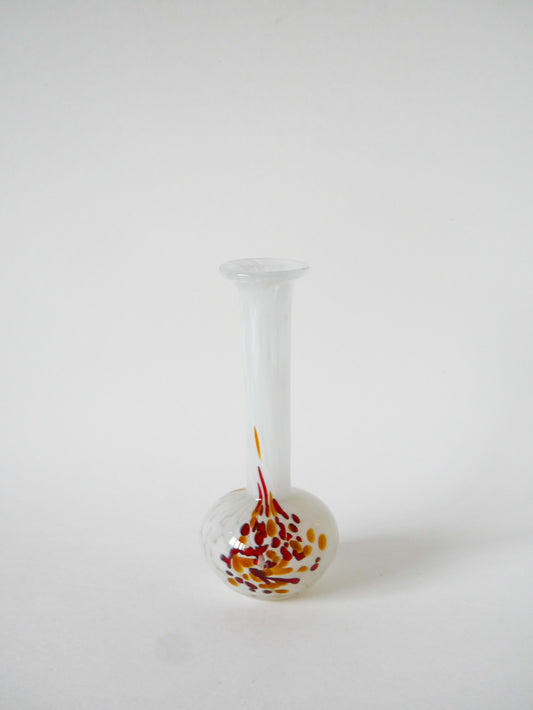 Vase en verre de Clichy, Moucheté, Blanc jaune et Rouge, 1920