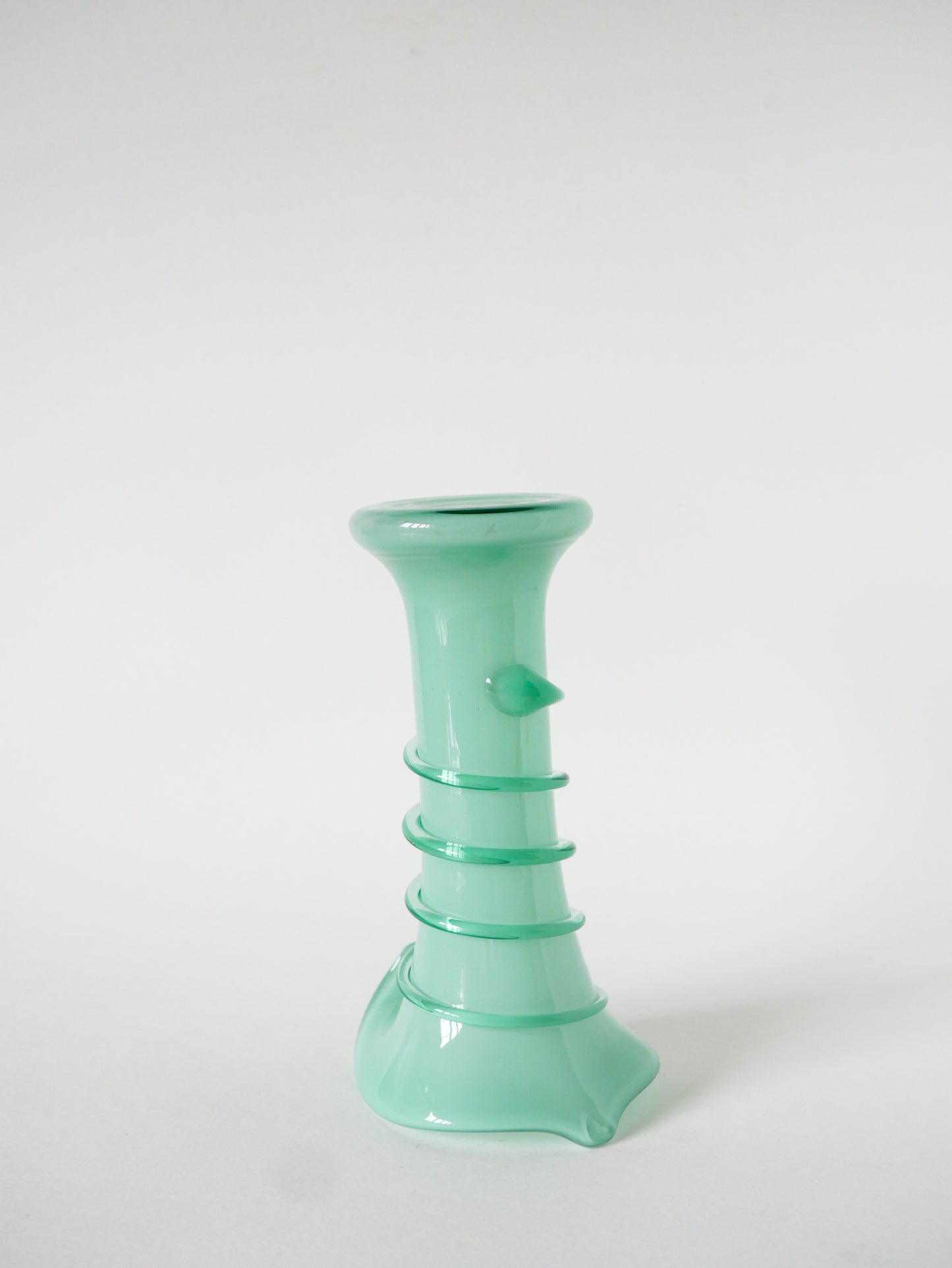 Vase en opaline style Murano, travaillé, Vert d'Eau, 1960