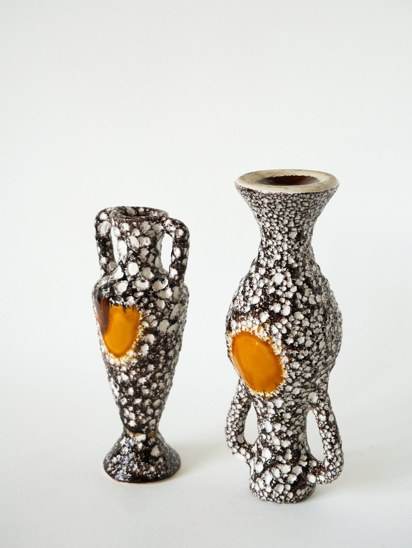 Paire de vases en Fat Lava, Marron et Jaune, 1970