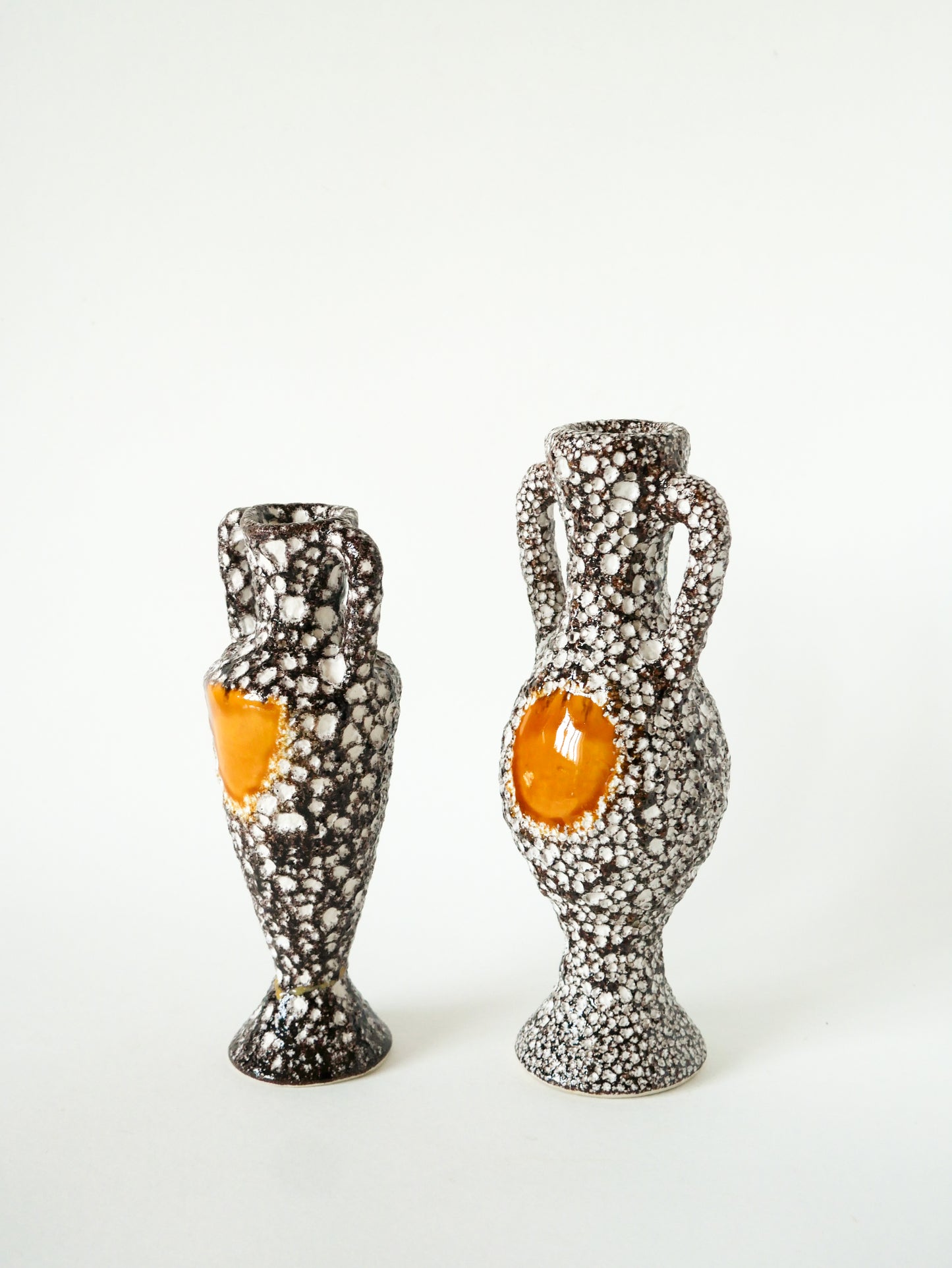 Paire de vases en Fat Lava, Marron et Jaune, 1970