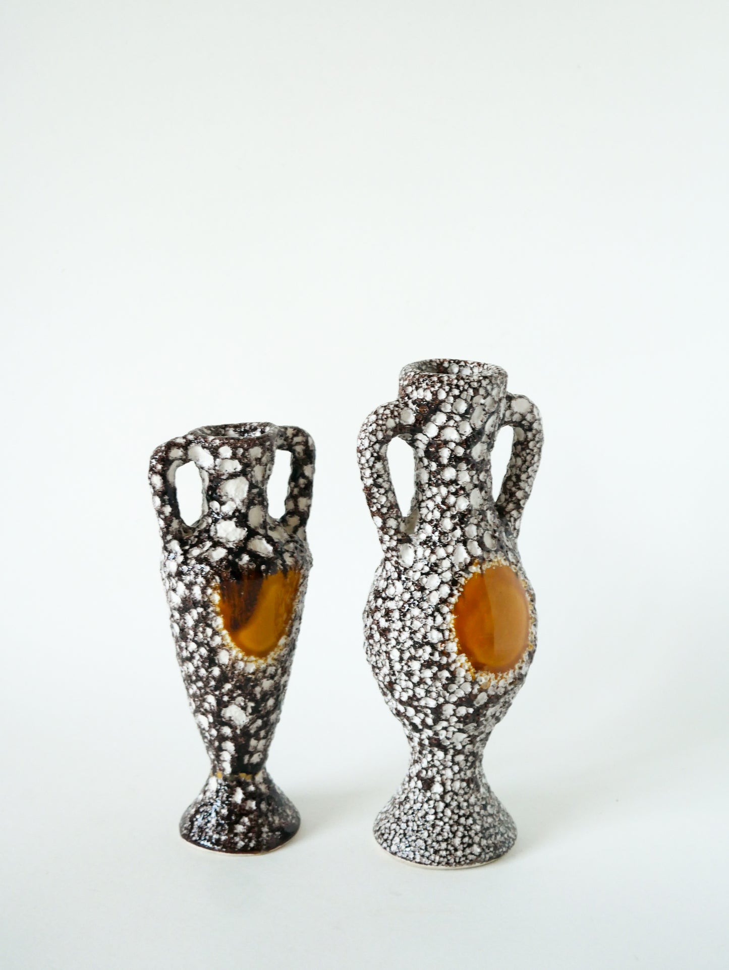 Paire de vases en Fat Lava, Marron et Jaune, 1970