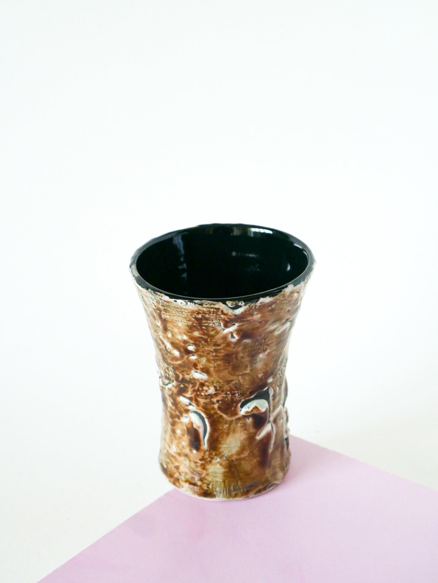 Petit vase en céramique, Marron et Blanc, 1970