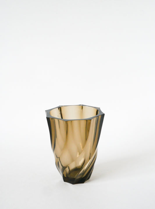 Vase facetté en verre fumé, 1970