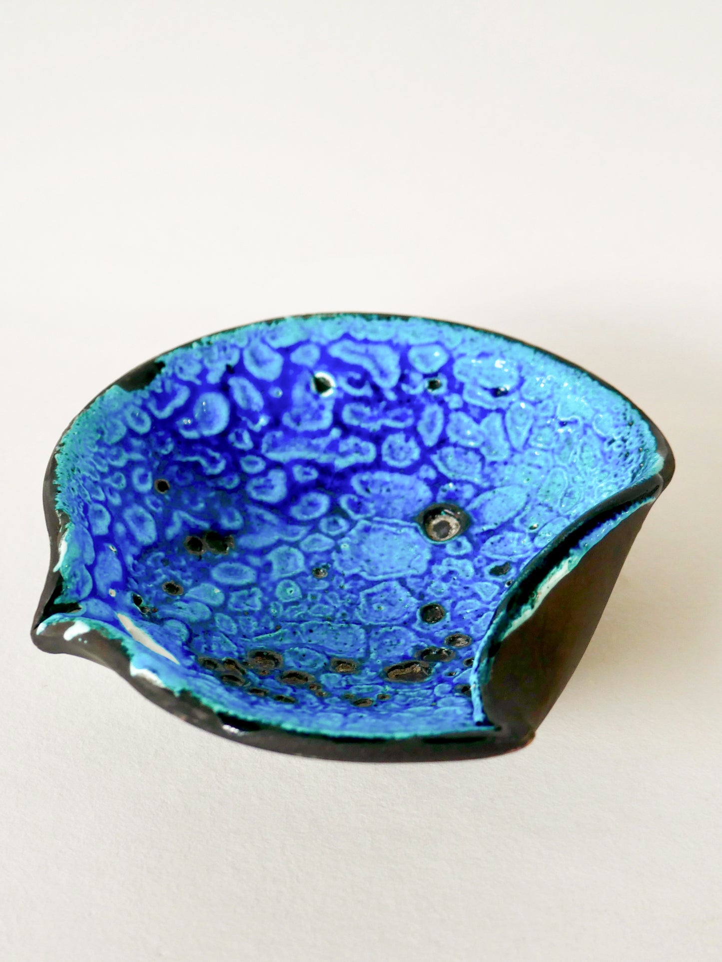 Cendrier en céramique rond Fat Lava bleu, 1970