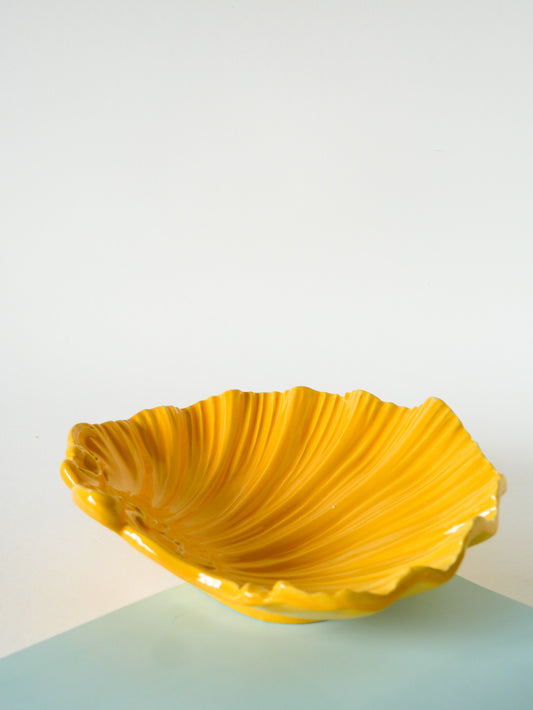 Coupe en céramique Coquillage, Jaune, 1970