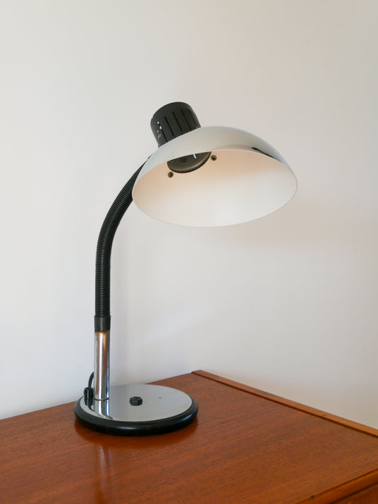 Lampe de bureau orientable en métal Chromé, Aluminor, Design, 1970