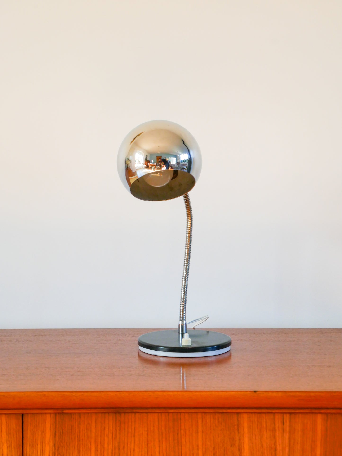 Lampe de bureau Eyeball en métal chromé, Design, 1970