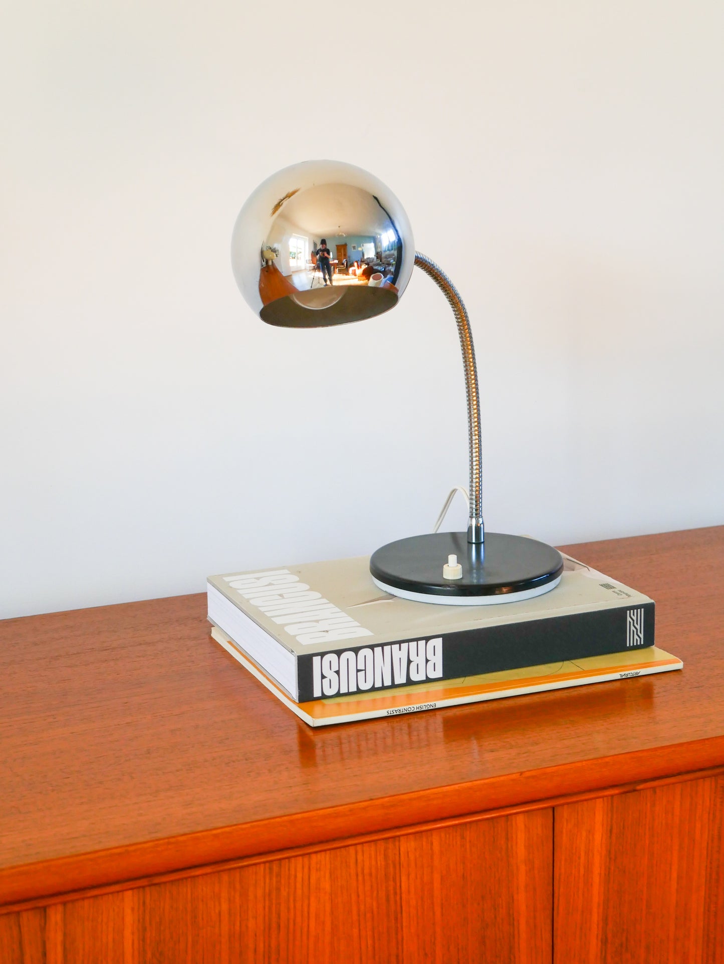 Lampe de bureau Eyeball en métal chromé, Design, 1970