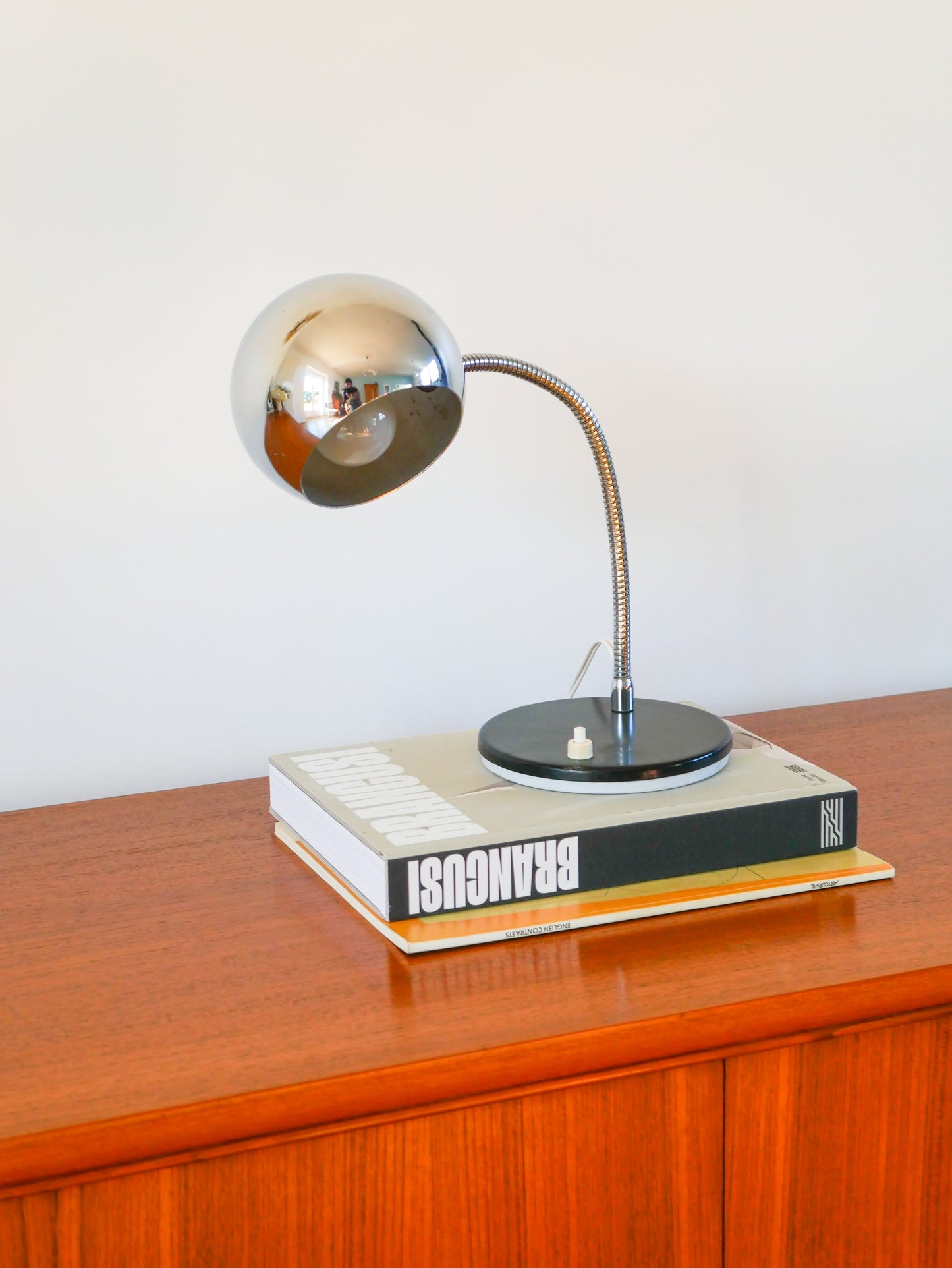 Lampe de bureau Eyeball en métal chromé, Design, 1970