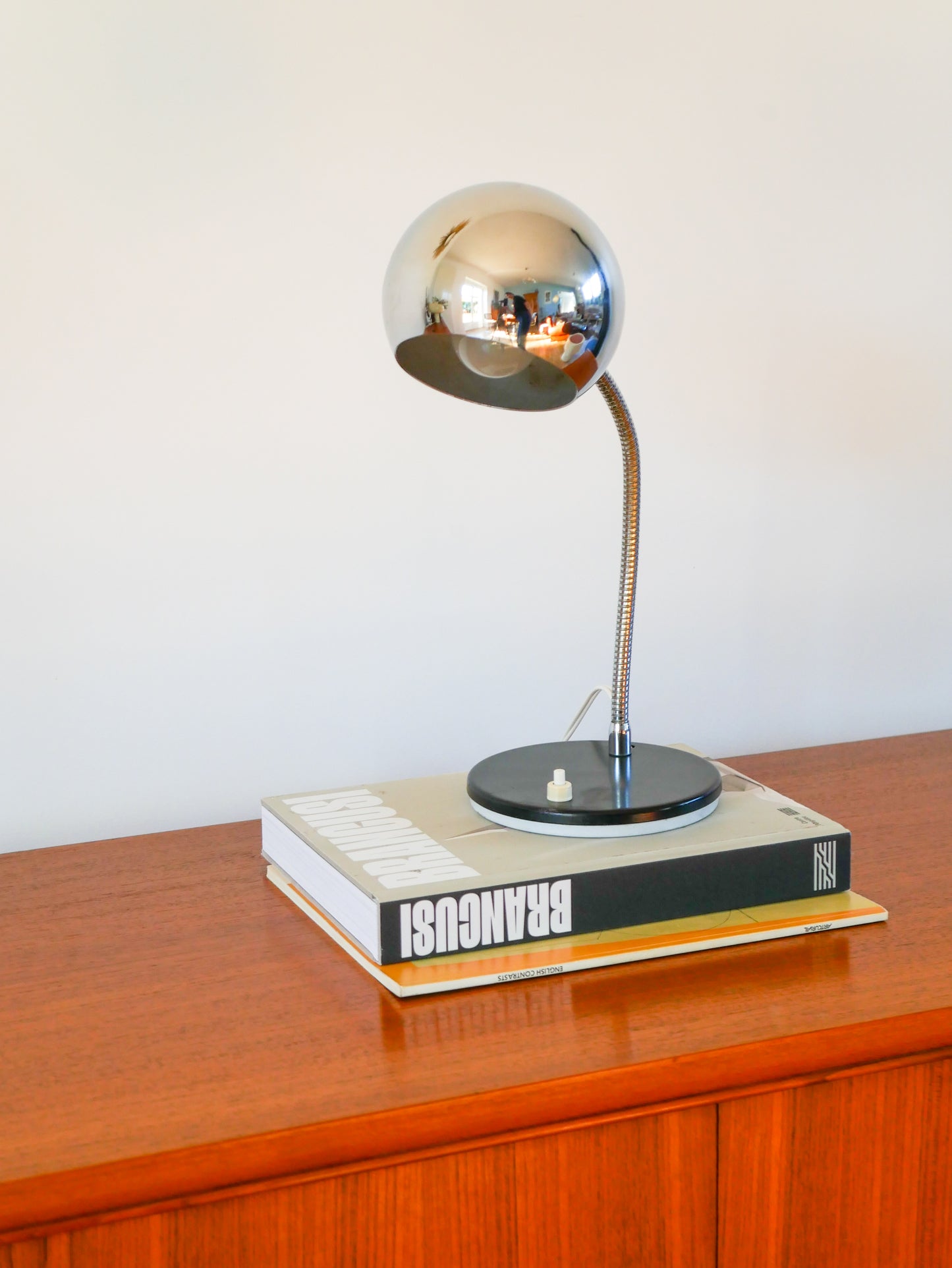 Lampe de bureau Eyeball en métal chromé, Design, 1970