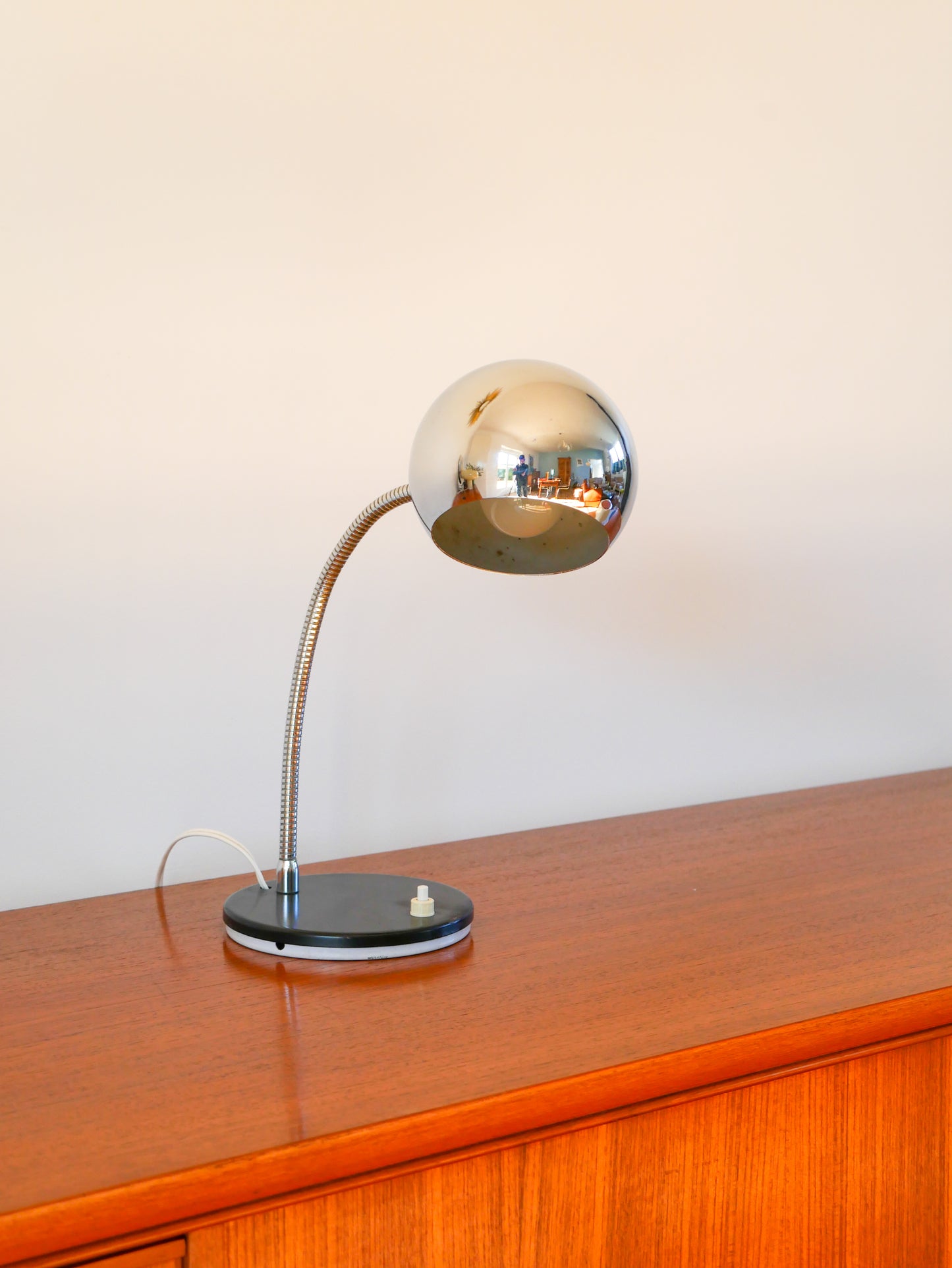 Lampe de bureau Eyeball en métal chromé, Design, 1970