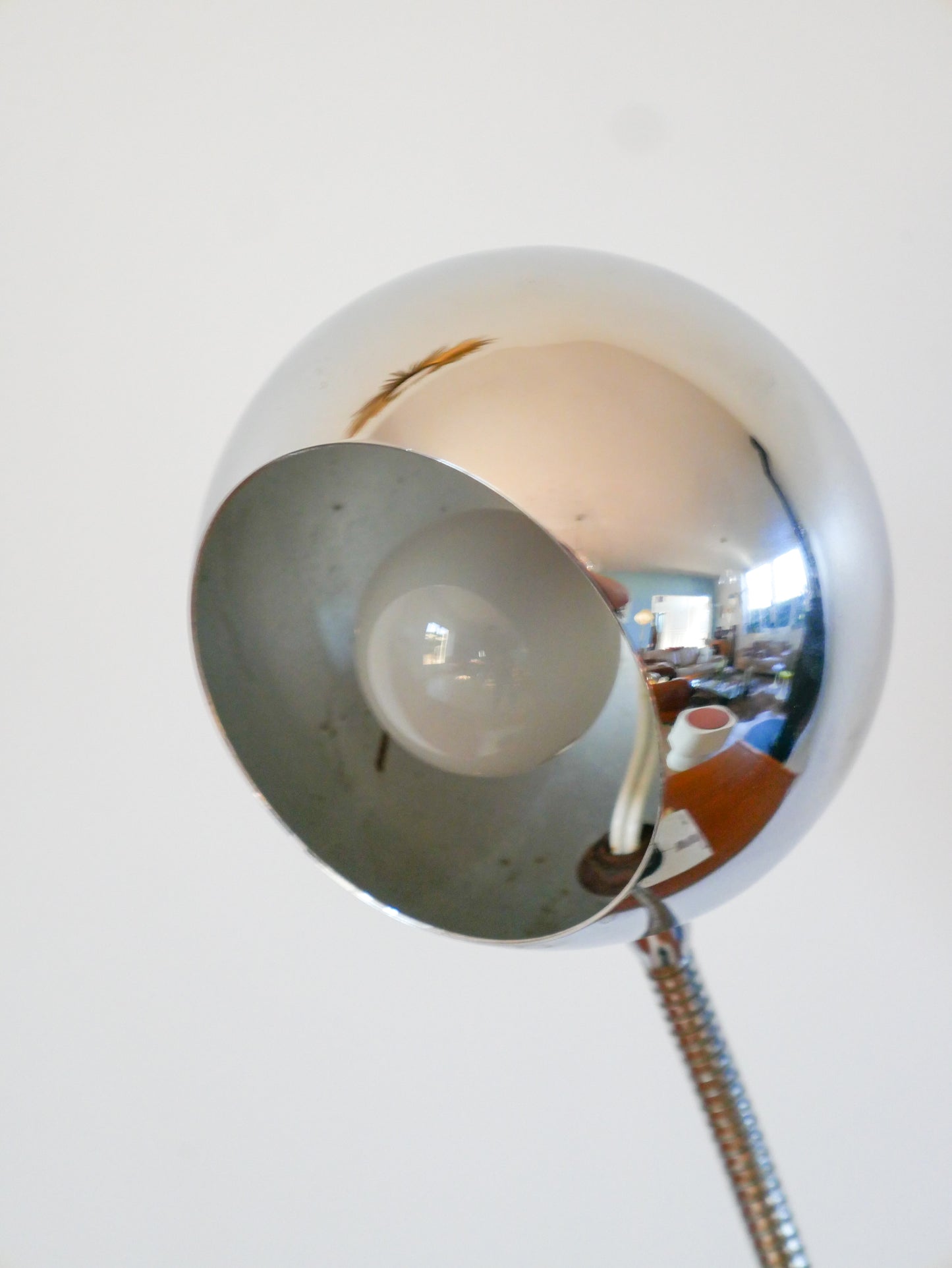 Lampe de bureau Eyeball en métal chromé, Design, 1970