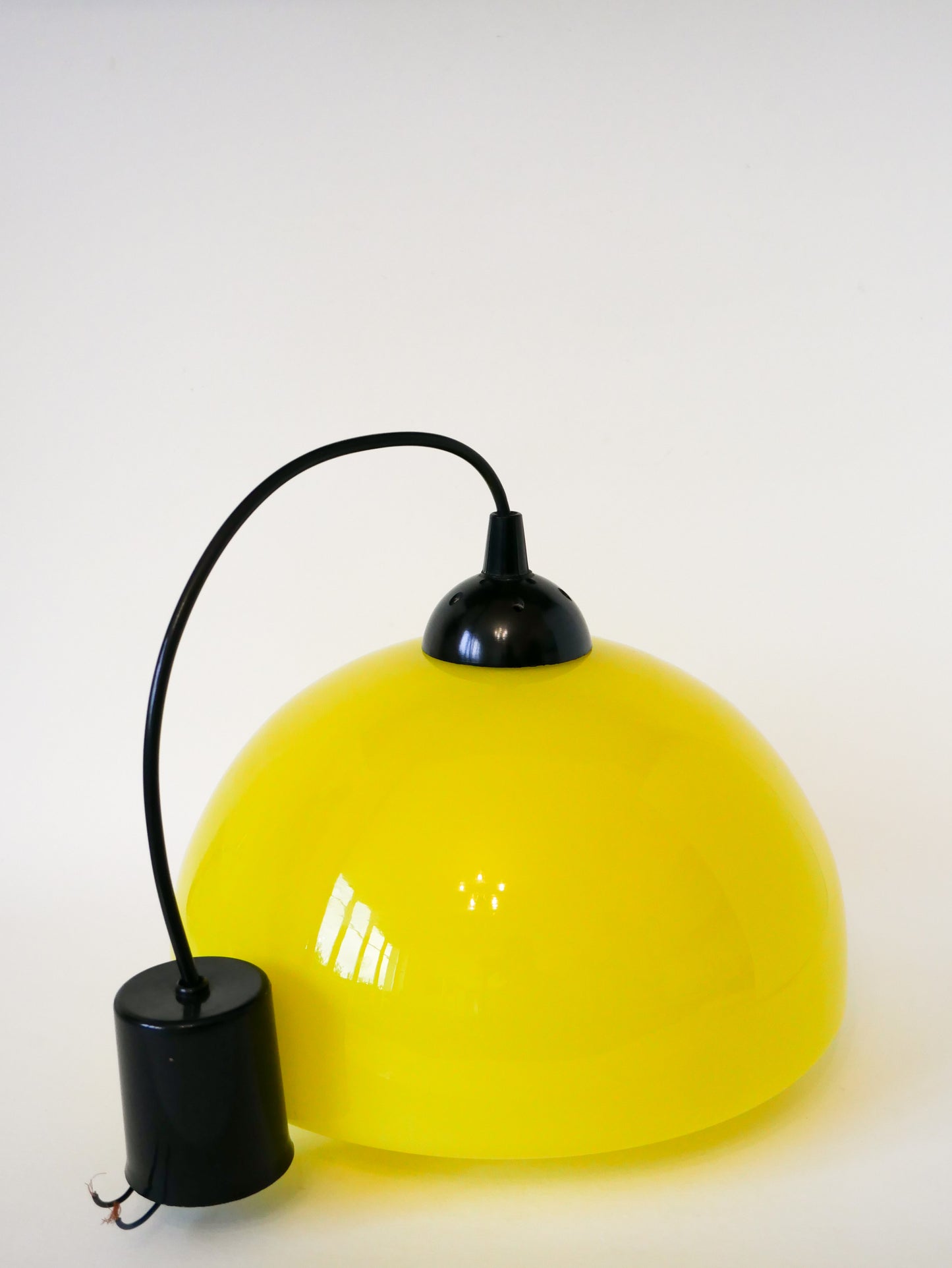 Suspension en opaline jaune Mushroom design, 1970