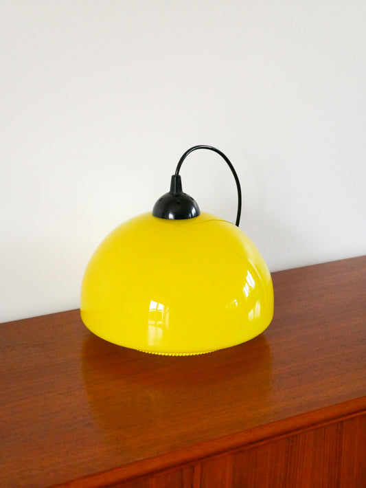 Suspension en opaline jaune Mushroom design, 1970