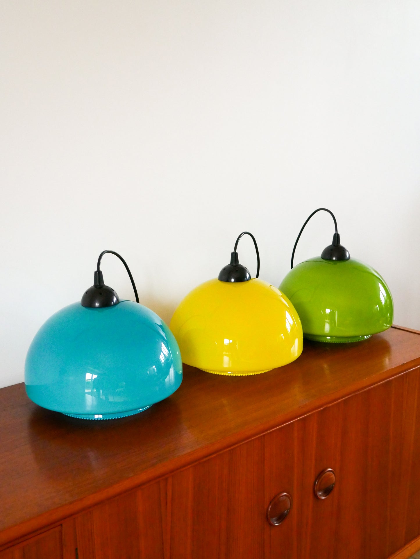 Suspension en opaline verte Mushroom, Design, 1970