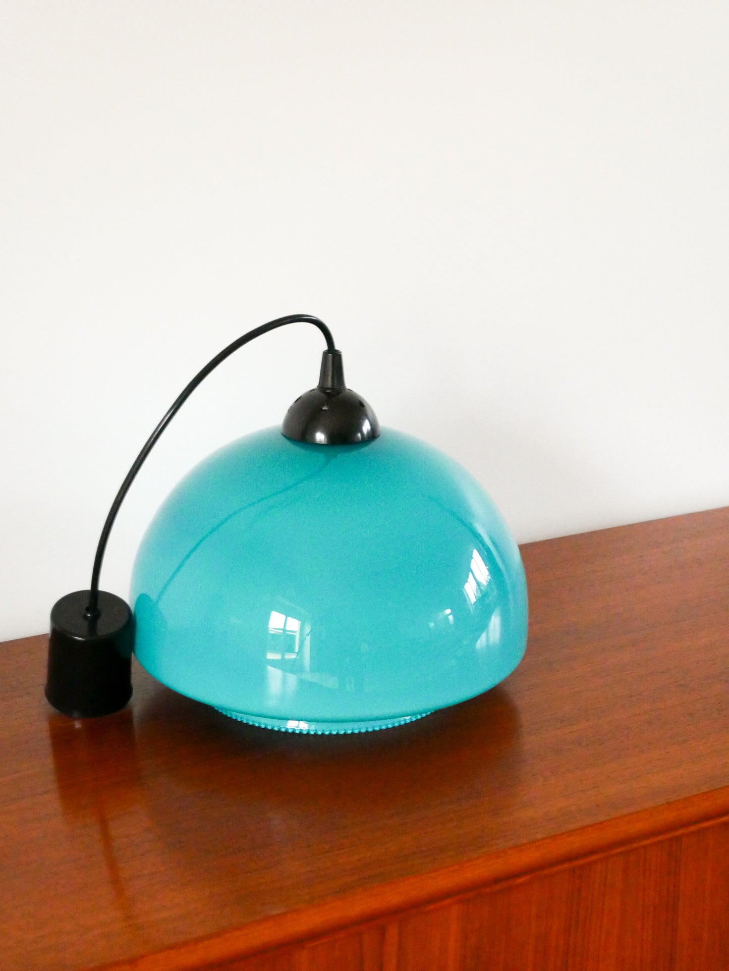 Suspension en opaline bleue Mushroom, Design, 1970