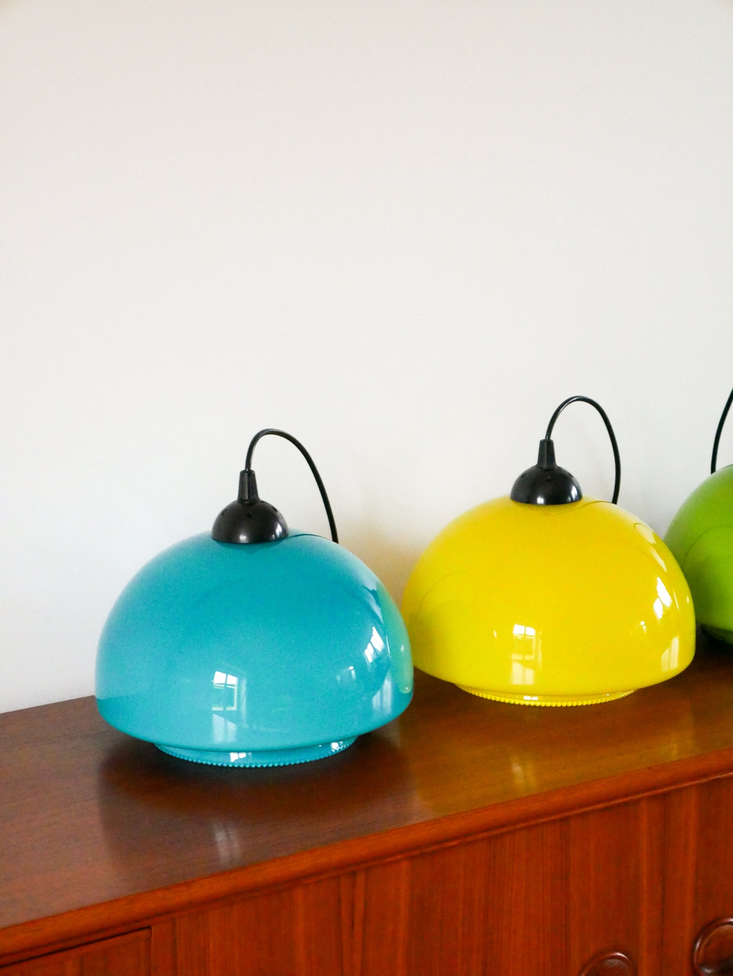 Suspension en opaline bleue Mushroom, Design, 1970