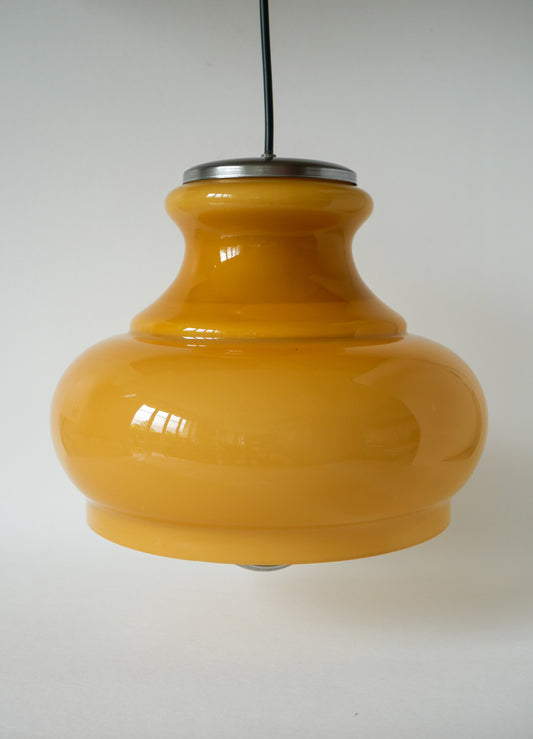 Suspension en opaline jaune avec arc en métal, Design, 1970