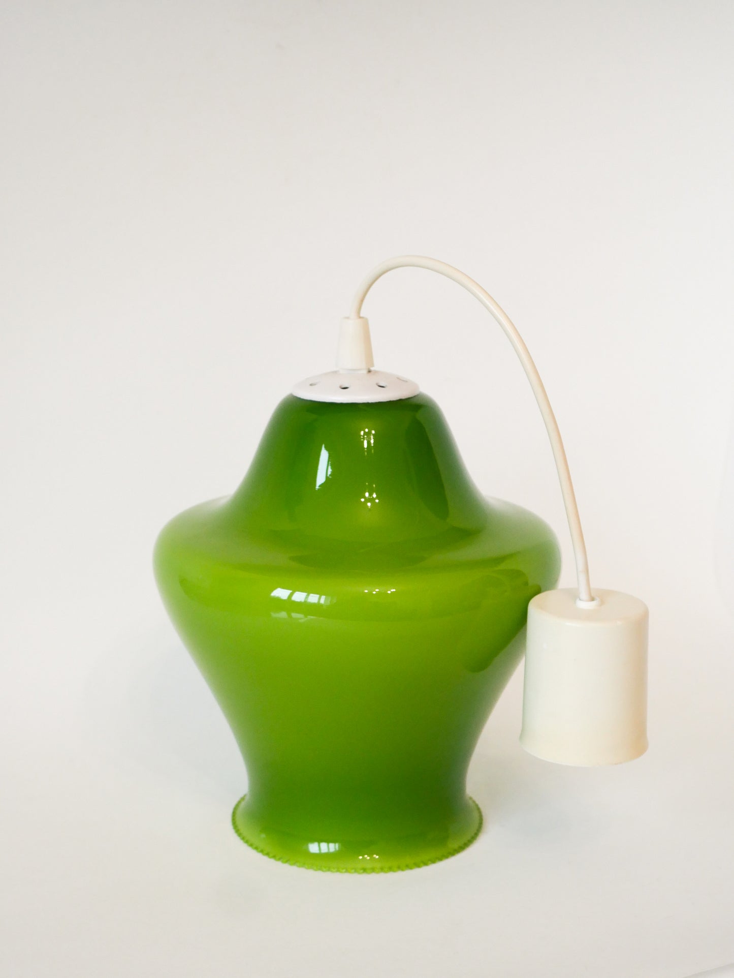 Suspension en opaline, Vert Pomme, Mushroom, Design, 1970