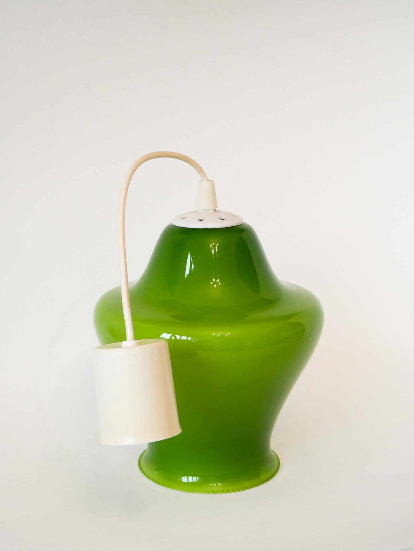 Suspension en opaline, Vert Pomme, Mushroom, Design, 1970