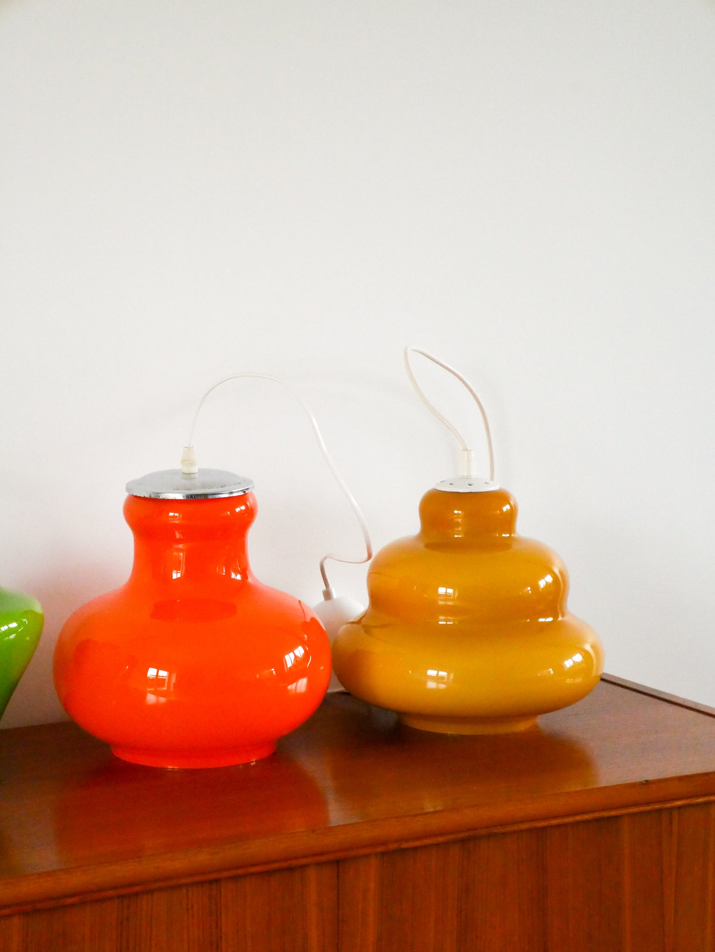 Suspension en opaline, Jaune, Bubble, Design, 1970