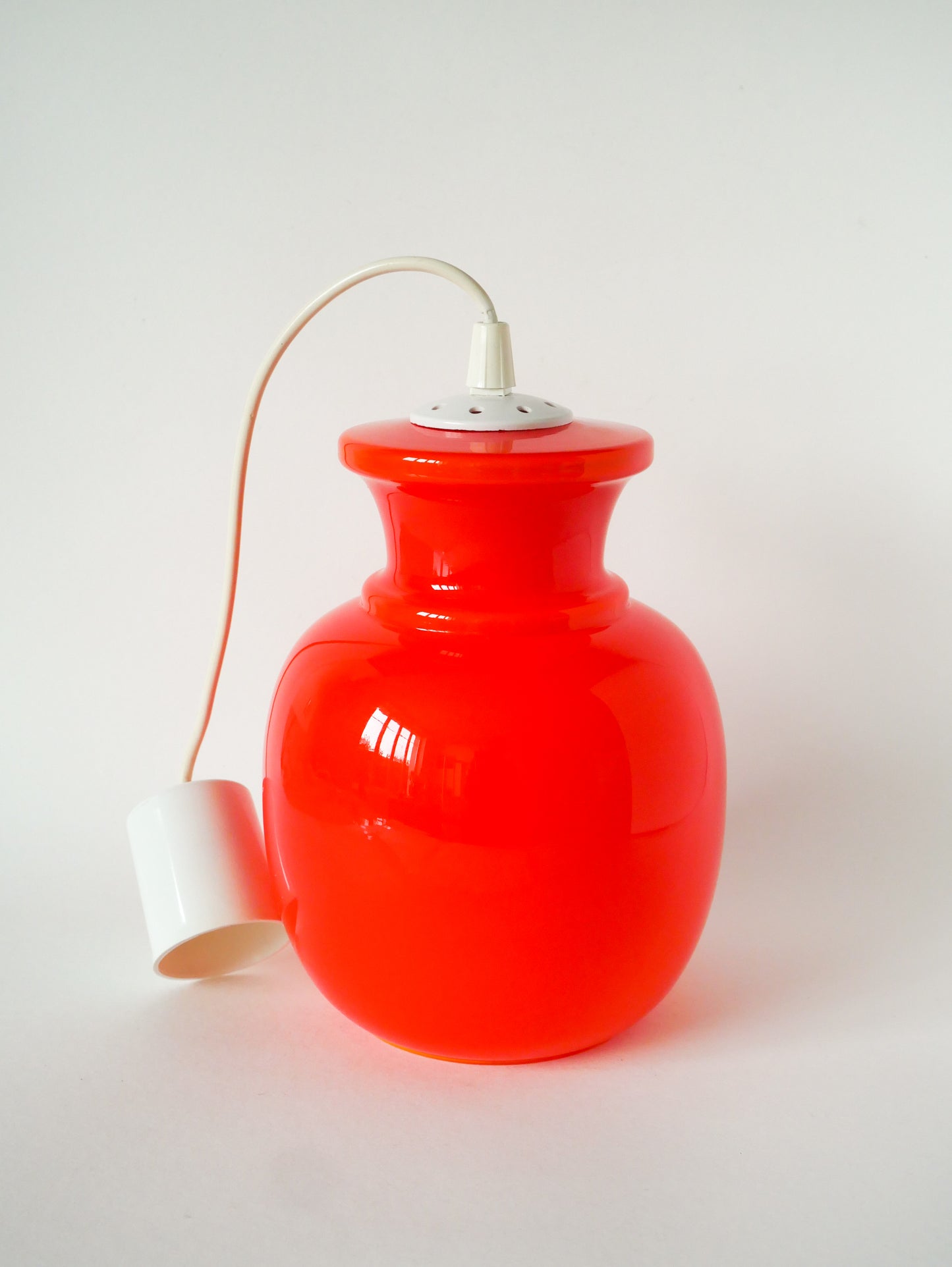 Suspension en opaline Orange, Design, 1970 - 25 X 20 cm