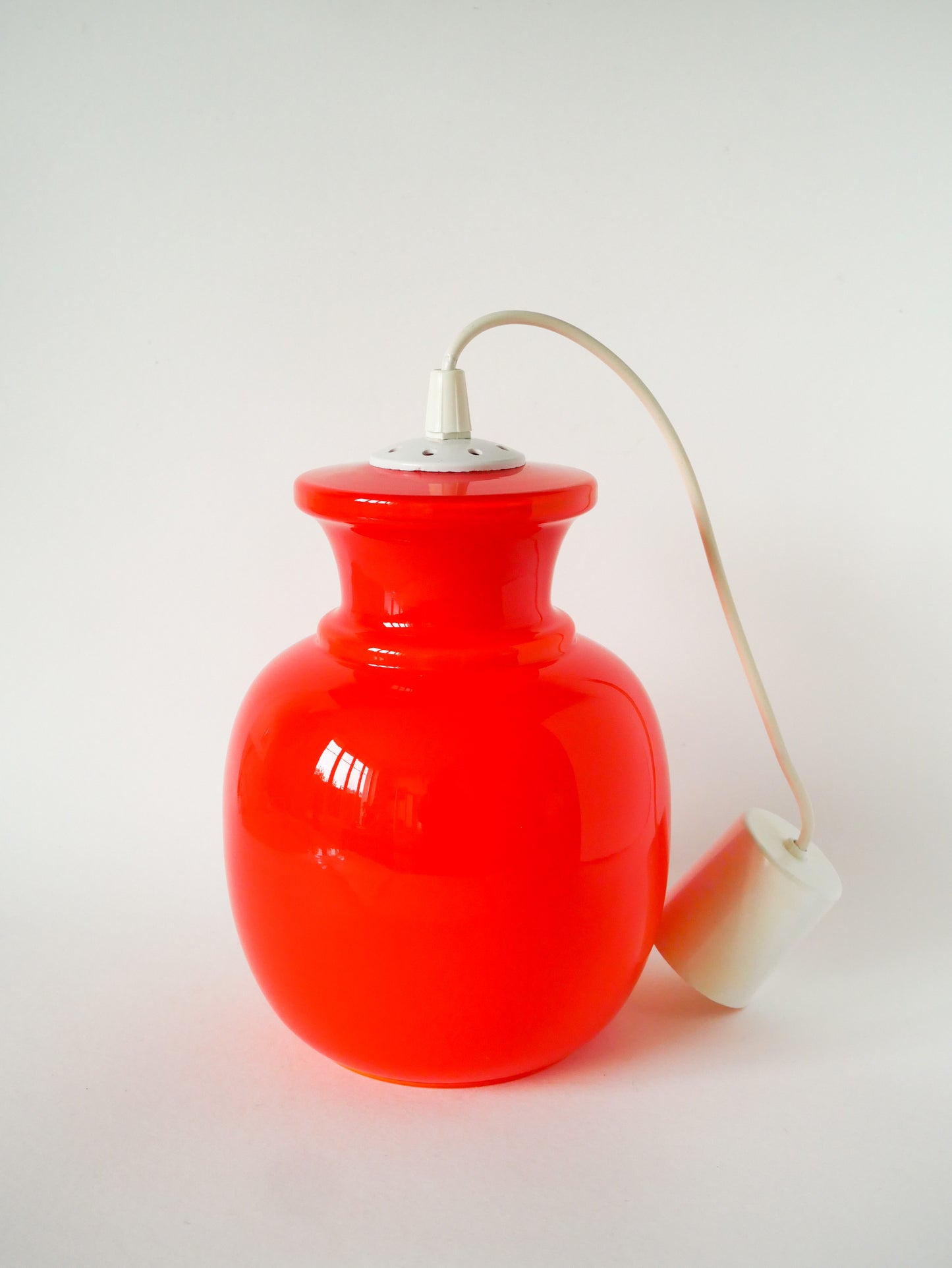 Suspension en opaline Orange, Design, 1970 - 25 X 20 cm