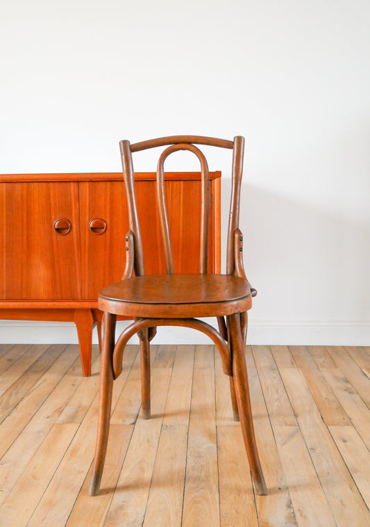 Chaise bistrot en bois courbé Luterma 1950