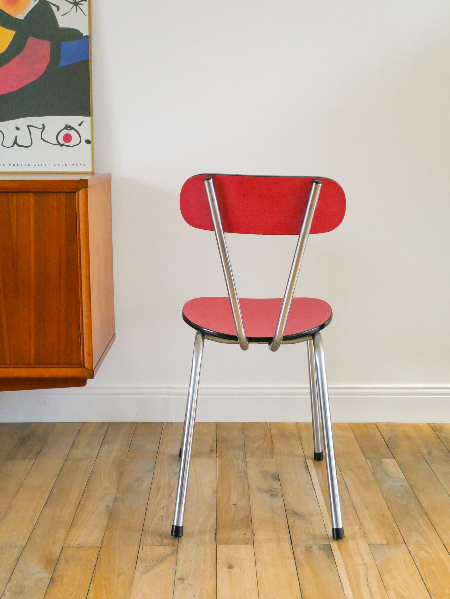 Paire de chaises en formica et chrome, Rouges à motifs, 1970