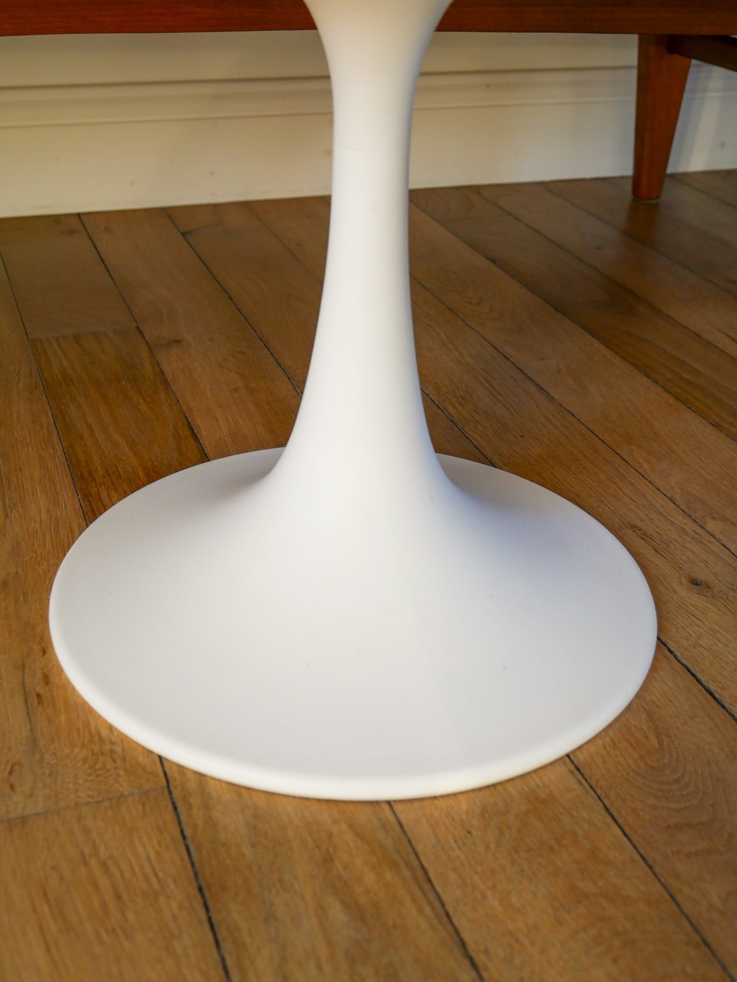 Tabouret en plastique à pieds tulipe et tissus en laine bouillie Vert, entièrement retapissé, Design,1970