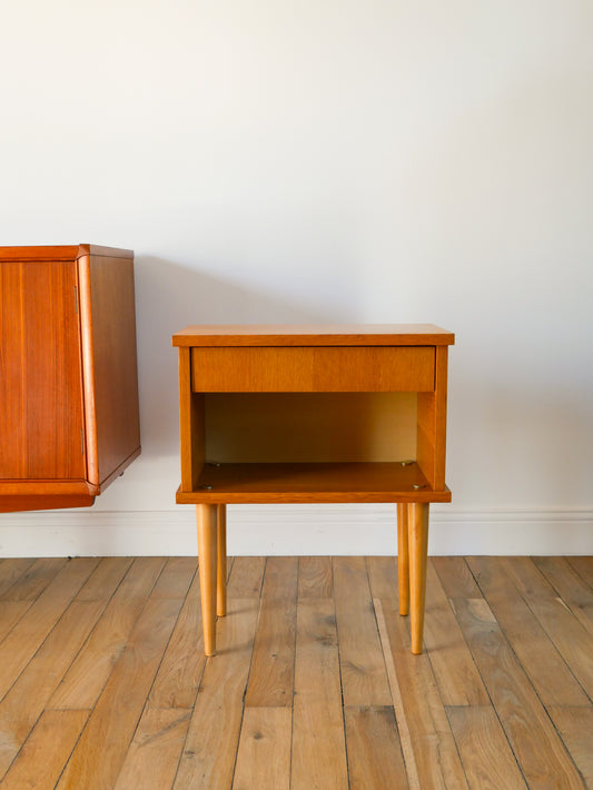 Table de nuit scandinave en placage Chêne, 1950