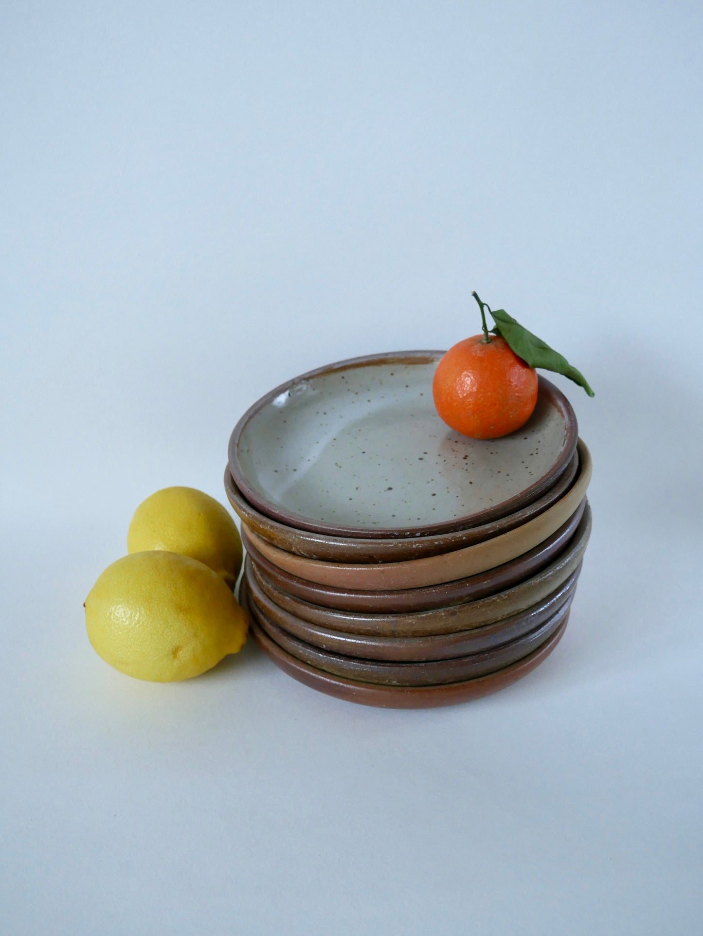 Lot de 8 assiettes à dessert en gré émaillé 1970