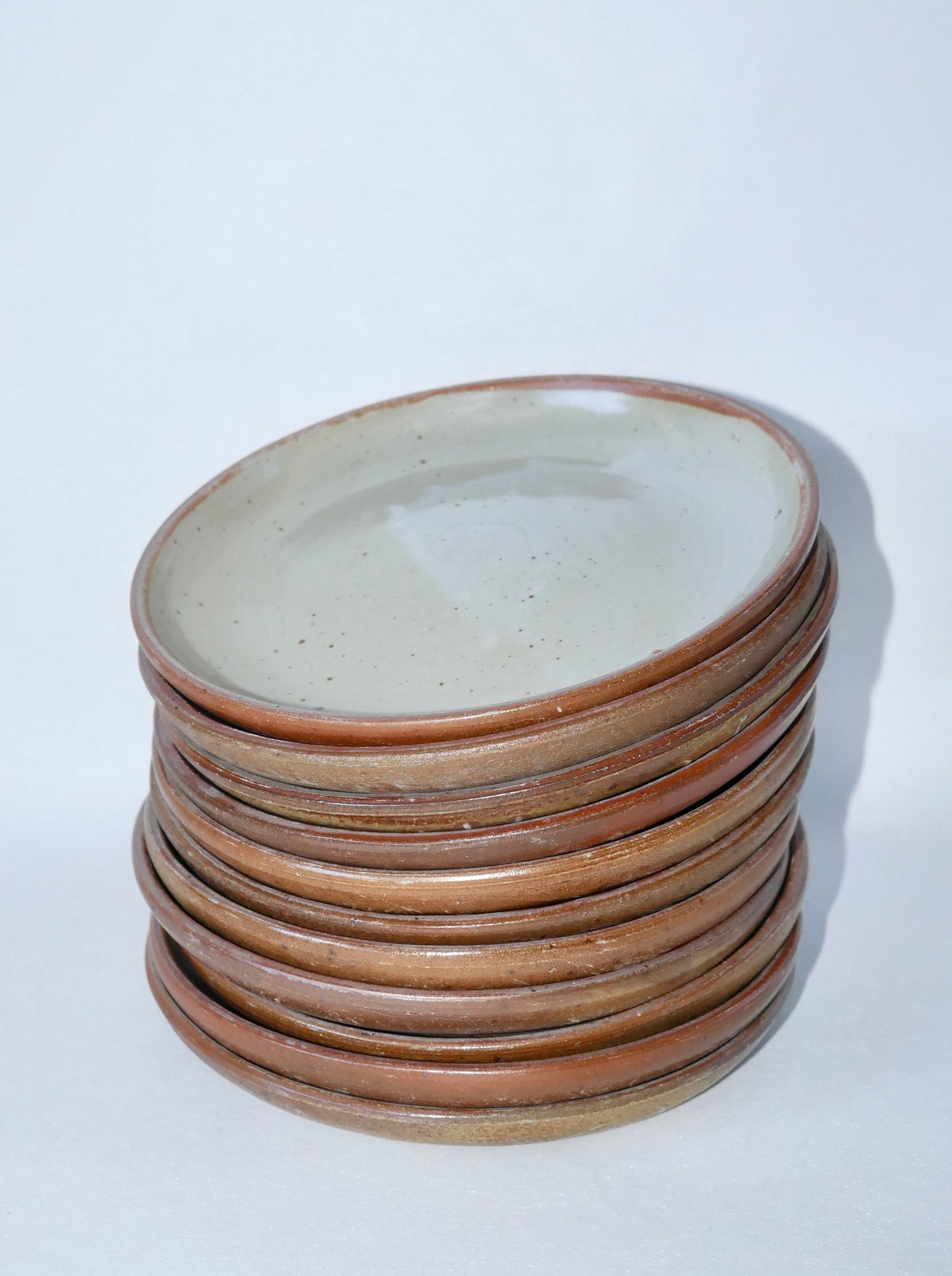 Lot de 6 petites assiettes plates en grès émaillé 1970