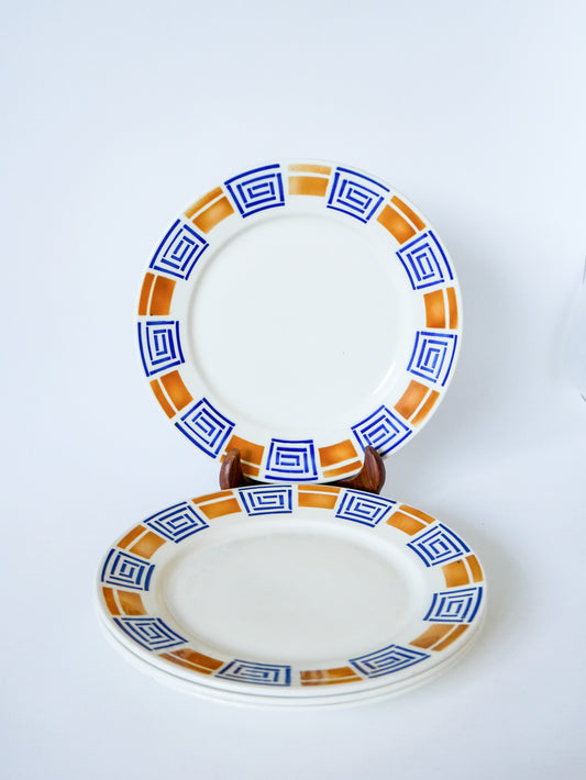 Lot de 4 assiettes plates Badonviller modèle Lafayette, 1930