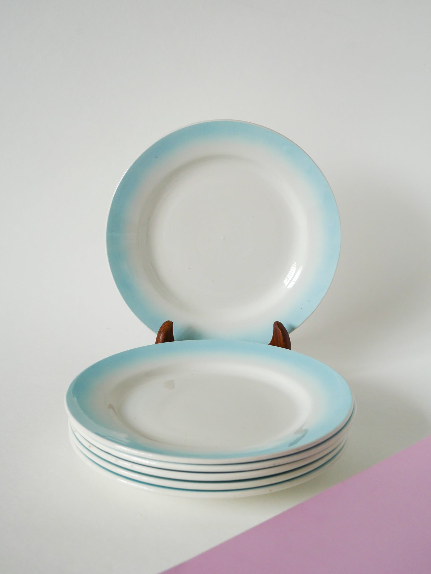 Lot de 6 assiettes à dessert Tie & Dye couleur Bleu, 1960